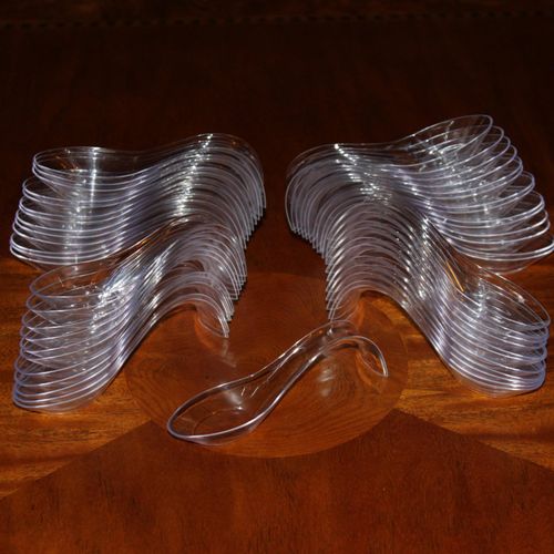 Asian Spoon - Plastic Horderve or Dessert spoon - Package of 50