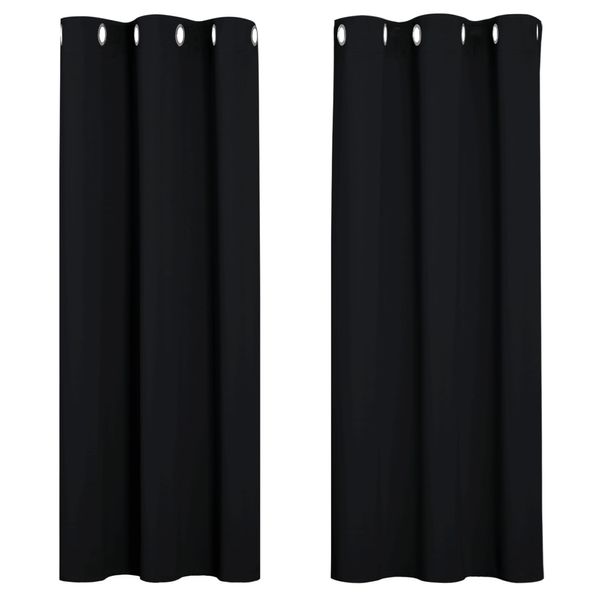 PONY DANCE Short Blackout Curtains for Bedroom Thermal Door Curtain Home Decor for Living Room, 2 panels, Black, 34" x L 45"