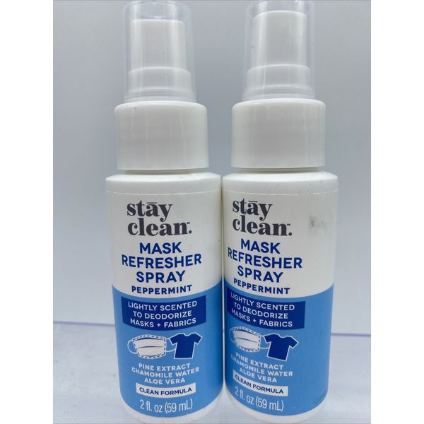 (2) Fabric & Mask Stay Clean Spray Essential Oil Deodorizer Lavender Refresh 2oz