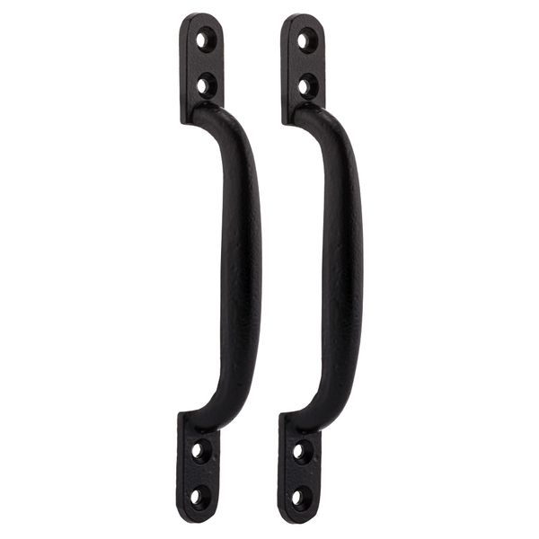 XFORT 2 Pack Hotbed Handle, Door Pull Handle, D Handle, Gate Handle for Wooden Gates, Barn Door Handle, Black Traditional Cast Iron Pull Handle for Gates, Barns and Shed Doors