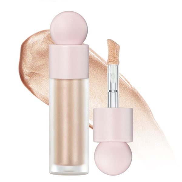 Hocossy Liquid Highlighter Natural Glow For Face & Body, Waterproof Moisturizing Light Liquid Luminizer For Long Lasting Shimmer, Contour Highlighter Stick Easy to Apply with Cushion Applicator