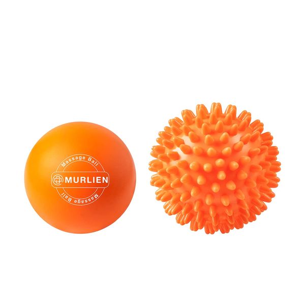 MURLIEN Massage Ball Set, Spiky Ball & Lacrosse Ball for Body Massage, Muscle Relief, Deep Tissue, Myofascial Release, Massager for Neck, Shoulder, Back, Foot or Muscle Tension - Orange