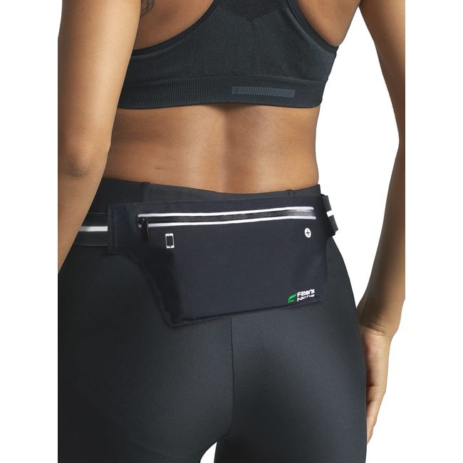 Fitter's Niche UltraSlim Fanny Waist Pack – Water Resistant Bag, Reflective Elastic Belt – Fit 24 to 43inch Waists, Holds Phones up to 6.7inch – Ideal for Indoor & Outdoor Workouts, Exercises & Trips