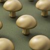 Flybath 5 Pack Mushroom Cupboard Door Knobs Cabinet Solid Brass Kitchen Drawer Gold Pulls Cute Furniture Handles, Brushed Brass