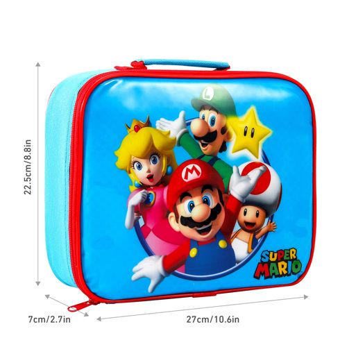 Zawadi Global Super Mario Rectangular Insulated Lunch Box Bag for Boys and Girls, Perfect Size for Packing Hot or Cold Snacks for School and Travel, BPA Free