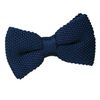DQT Premium Knitted Polyester Plain Solid Navy Blue Men's Pre-Tied Bow Tie