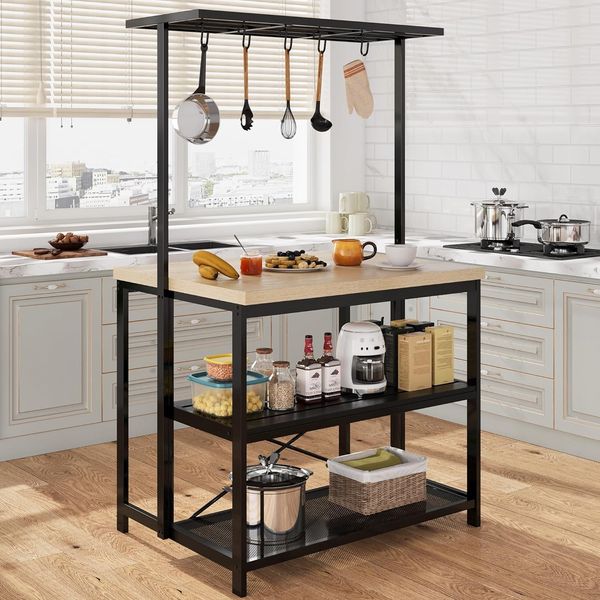 42" Kitchen Island Storage Bakers Rack, Microwave Oven Stand, Coffee Bar Table