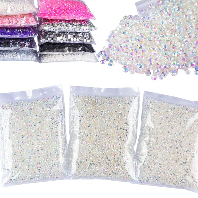 BLINGINBOX 35000pcs Resin Flatback Rhinestone,Jelly Resin 3mm 4mm 5mm Mixed Size Non Hotfix Rhinestones for Crafts, Tumblers, Clothes, Makeup, Nail Art Clear AB