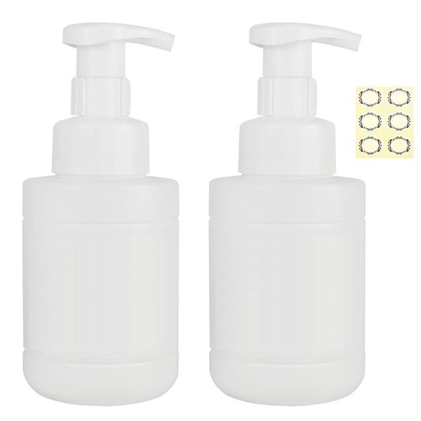 Apstaqeoo 2Pcs 350ml Empty Foaming Soap Dispensers Pump Bottle, Refillable Plastic Liquid Hand Soap Dispenser Travel Containers Storage Holder Toiletries for Cleaning, Cosmetics, Shampoo, Body Wash