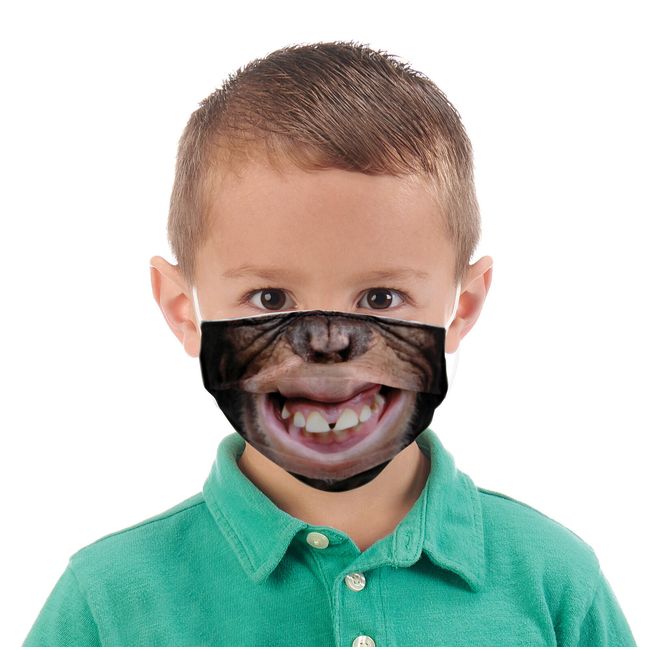 Wildlife Artists Fun Youth Animal Face Masks, Washable, Reusable - Chimpanzee