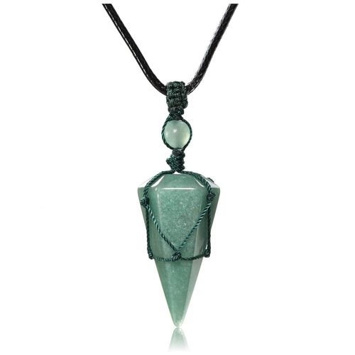 CrystalTears Green Aventurine Healing Crystal Necklace Wire Wrapped Quartz Crystals Stone Point Gemstone Pendant Necklace Natural Reiki Spiritual Jewelry for Men Women Christmas Gift