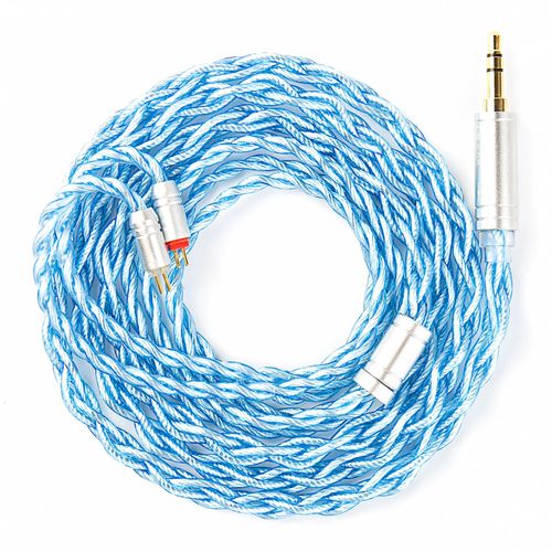 KBEAR Palm Thunder IEM Cable, 4-Strand Single Crystal Copper Silver-Plated HiFi Earphone Upgraded Headphone Extension Wire, 0.78mm 2Pin in Ear Monitor Wired Earbuds Cable (Ocean Blue, 2PIN 3.5MM)