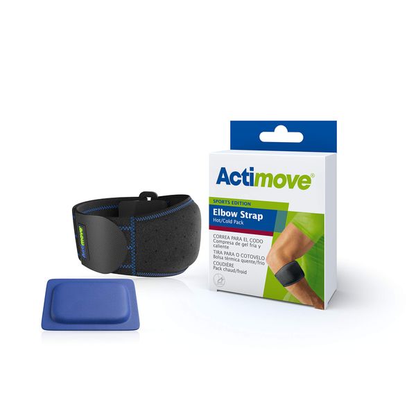 Actimove - Sports Edition - Elbow Strap with Hot/Cold Pack - Elbow Support for Pain Relief - Latex and Neoprene Free - Universal Size