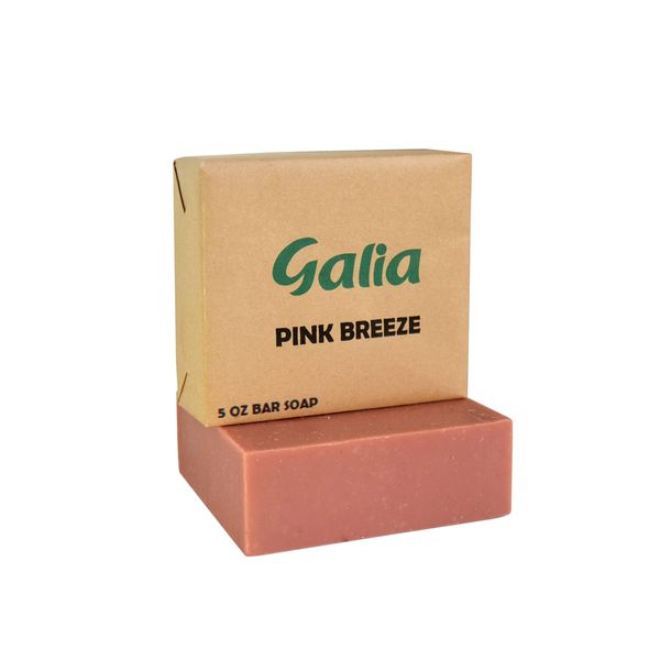 Galia, Pink Breeze Soap - With Natural Scrub Exfoliation - Handmade in U.S.A - 5 OZ