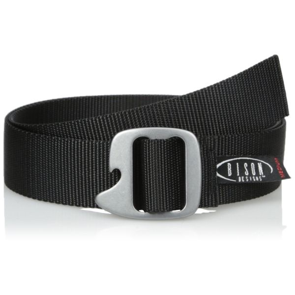 Bison Designs Tap Cap 38mm Belt with Gunmetal Buckle (Black, Max 42-Inch Waist/Large)