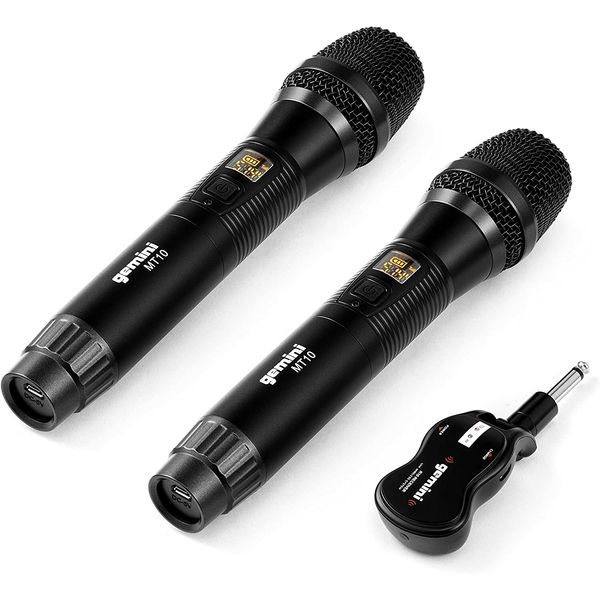 Gemini UHF Plug & Sing Karaoke DJ Dual Wireless Microphone System