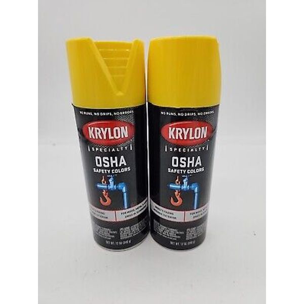 Krylon K01813777 Spray Paint OSHA Safety Yellow, Gloss, 12 Oz Lot of 2 Cans