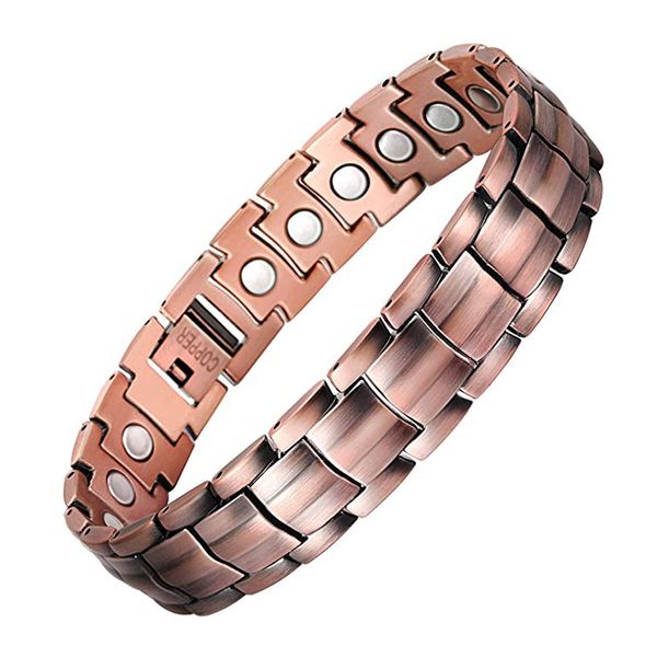 Jeracol Magnetic Bracelet for Men Solid Copper Magnetic Bracelets with Strong Magnets Wristband Adjustable Magnetic Brazaletes with Remove Tool & Jewellry Gift Box