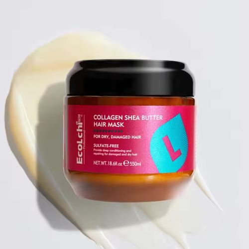 ECOLCHIPRO Ecolchi Collagen Hair Mask Deep Repair Conditioning Collagen Shea Butter Hair Treatment for Dry and Damaged Hair All Hair Types 18.6 oz 550ml
