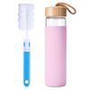 Yomious 20 Oz Borosilicate Glass Water Bottle with Bamboo Lid and Silicone Sleeve – Reusable BPA Free – Glass Drinking Bottle with Lids - Cute Glass Bottle for Women - Glass Shaker Bottle
