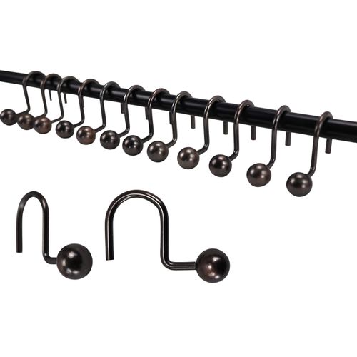 Iconikal Rust Resistant Decorative Shower Curtain Hooks, Bronze Ball, 12-Pack