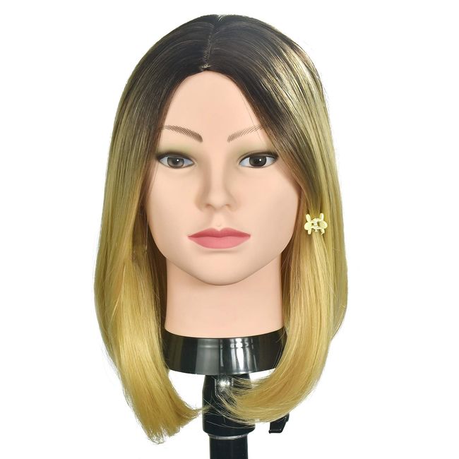 Ba Sha Bald Mannequin Head Beige Female Professional Cosmetology Manikin Doll Head for Wigs Making Wig Display Hat Display Glasses Display with Free