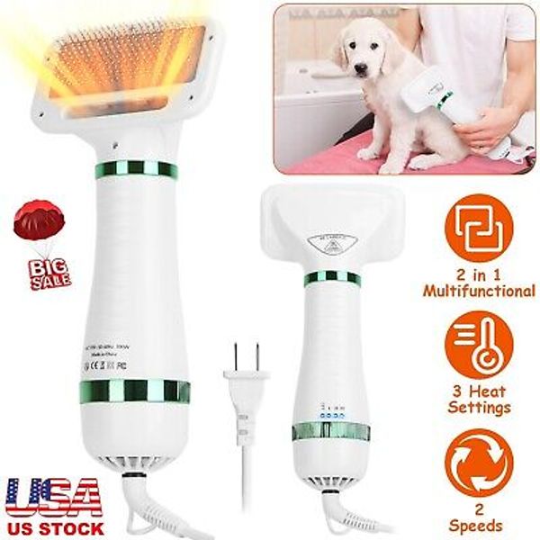 Dog Hair Dryer, 2 in 1 Pet Grooming Hair Dryer Blower w/ Replaceable Slicker