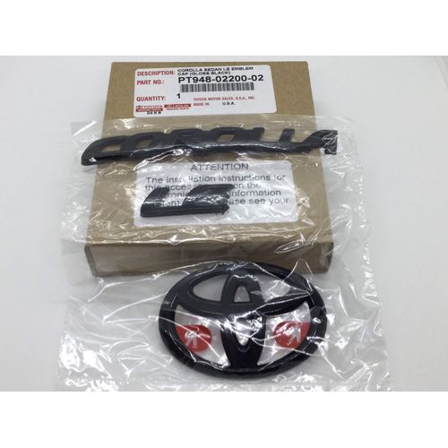Genuine Toyota 2020 & Up Corolla LE Sedan Black Emblem Overlays Set/Kit PT948-02200-02