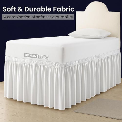 Ruffled Twin XL Dorm Bed Skirt, 100% Microfiber, White, Extra Long 36-Inch Drop, Tailored for College Dorm Beds, Wrinkle-Resistant, Soft & Durable Dust Ruffle, Twin Extra Long Size Skirt