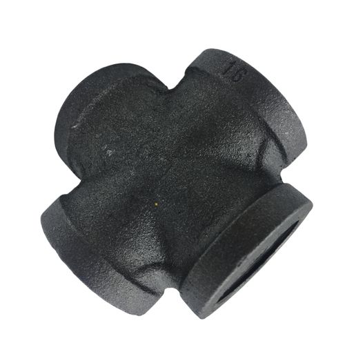 LUCASPP Black 4-Way Cross Pipe Fitting for Floor Brackets, DIY Decorative(Pack of 1 Set) (1/2 inches)