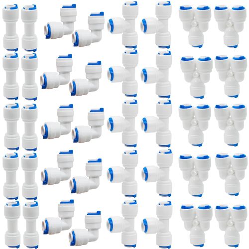 40 pcs Water Tube Fittings Kit,1/4" OD Quick Connect Push to Connect Fittings for RO/DI Water Filter System