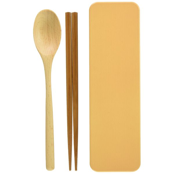 Tatsumiya Spoon & Chopsticks Set, Slide, Magewappa, Made in Japan, Beige, 7.1 inches (18 cm)