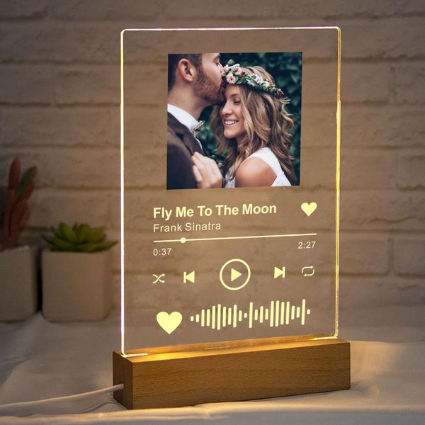 howson london Personalised from Spotify Plaque Night Light Acrylic Music Plaque Picture Frame Personalised Gifts for Him Her Women Men Christmas Custom Gift for Anniversary Birthday Mothers Day