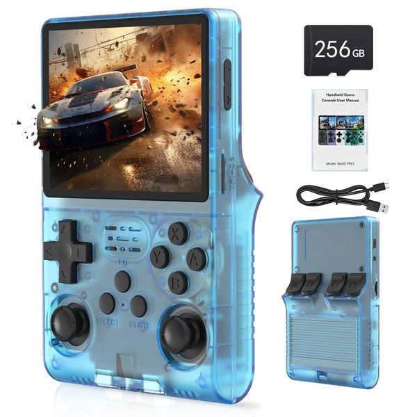 RegiisJoy 30000 Games in 1 Handheld Game Console R40S PRO 3.5 inch IPS Screen Mini Retro Console 3800mAh Portable Pocket Arcade 45 simulators 256G TF Card