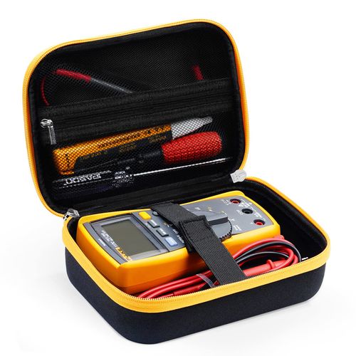 KingSung Hard Carrying Case for Fluke117/115/116/114/113 Digital Multimeters and 101/106/107 Pocket Electrical Testers, Wide Rubber Handle Strap, EVA Strong Drop Case, Black