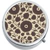Brown Flower Pattern Medicine Vitamin Pill Box