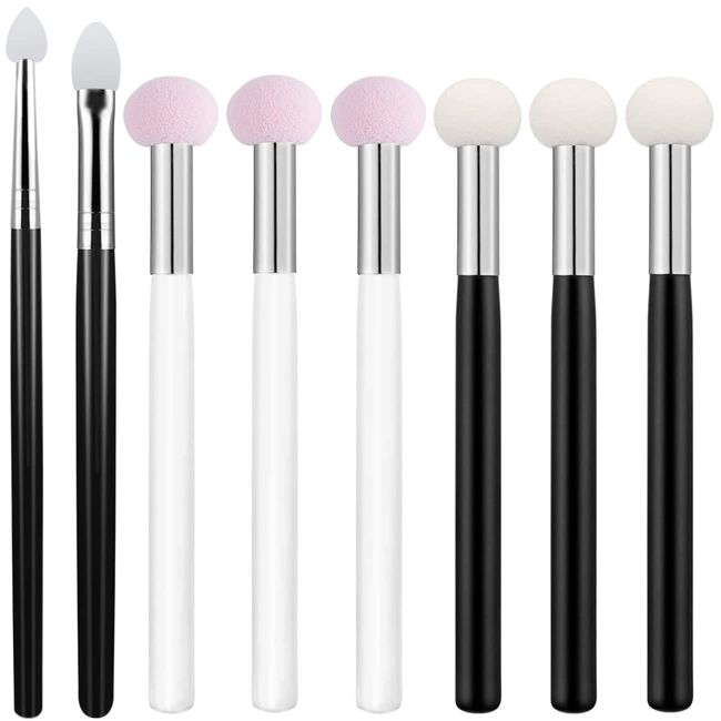 6pcs Schwammmacher mit Griff + 2 Formen Silikonlippenpinsel, 2 Farben, Concealer Tünche, Lidschattenpinsel, waschbarer Foundation-Pinsel, professionelle Werkzeuge für weibliche Mädchen