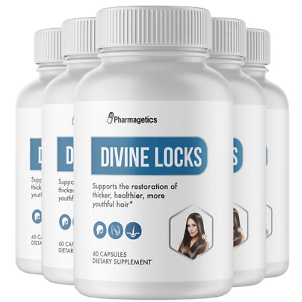 Divine Locks Complex Advanced Unique Hair Growth Vitamins -5 Pack- 300 Capsules