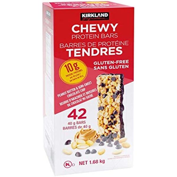 Kirkland Chewy Protein Bar Peanut Butter Semisweet Chocolate Chip 1.41 oz, 42-CT