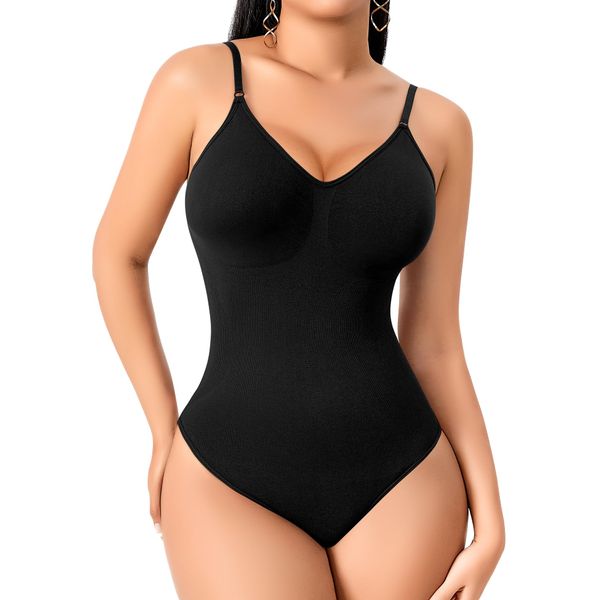 YARRCO Shapewear Damen Body Shaper Bauchweg Shaping Bodysuits Miederslip Figurformende Unterwäsche Miederbody (Schwarz, S)