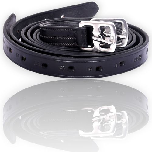 Horse Riding Stirrup Leathers Adults Or Childs Strong Leather With Soft Finish (Black Colour) (60-Inch)