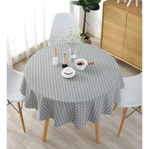 meioro Table Cloth, Rectangular Tablecloth, Cotton Linen Table Cover, Simple Twill Tablecloths, Tablemat Suitable for Home Kitchen Decoration, Various Sizes(Grey,Diameter 120cm)