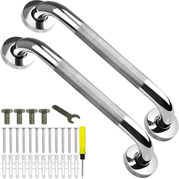 benlidoner 2 Pack Bathroom Grab Rail 304 Stainless Steel Shower Safety Handle Anti-Slip Disability Aids Outdoor Handrail for Kitchen Bedroom Bathtub Shower Steps