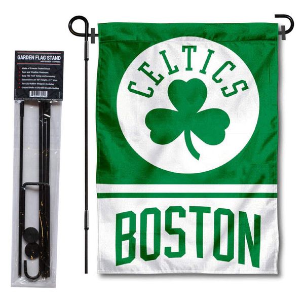 WinCraft Boston Celtics Garden Flag with Stand Holder