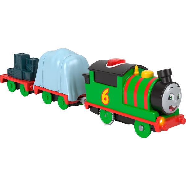 ​Thomas & Friends Motorized Toy Train Talking Percy Battery-Powered Engine with Sounds & Phrases for Pretend Play Preschool Kids Ages 3+ Years