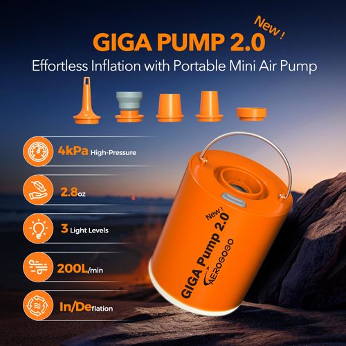 New GIGA PUMP 2.0 Electric Portable Air Pump 1300mah Battery Rechargeable Pump Ultra-Mini Inflator/Deflator Pump for Swimming Rings air Mattress Bed Pool Toy Camping Light Ultra-Mini Air Pump