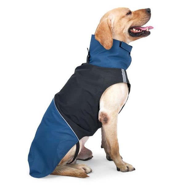 Colorblock Reflective Dog Raincoat - Waterproof Pet Jacket - Blue Black / Xxs