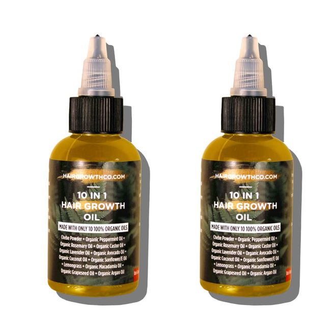 (2-Pack) 10 in 1 Hair Growth Oil (2 Oz) | Formulated with African Chebe Powder f
