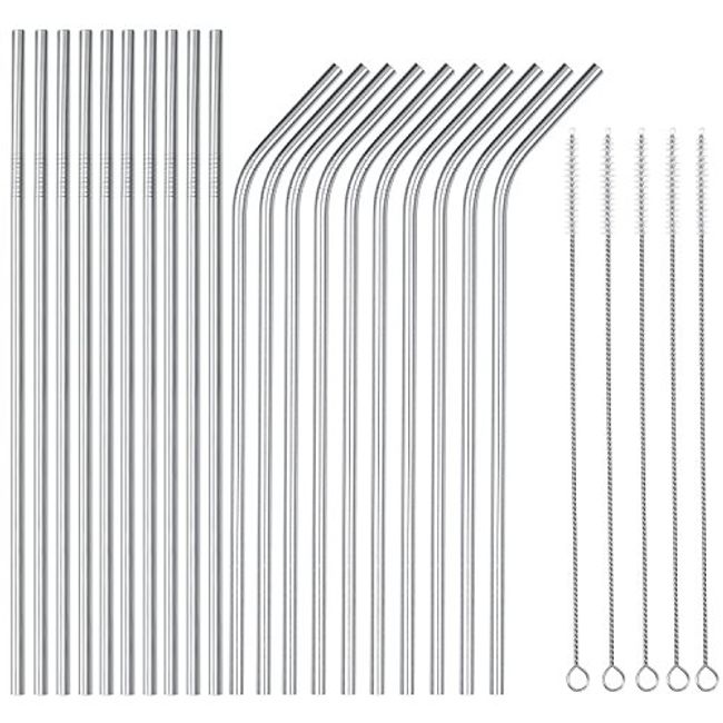 Okgd 100 Piece Reusable Hard Plastic Straws. BPA Free, 9 inch Long Stripe Drinking Straws, Outer Diameter 0.28 inch