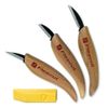 Flexcut Starter 3 Wood Carving Knife Set KN500, 1095 High Carbon Steel Blades and Ergonomic Ash Wood Handles for Beginners and Hobbyists